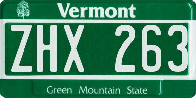 VT license plate ZHX263