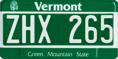 VT license plate ZHX265