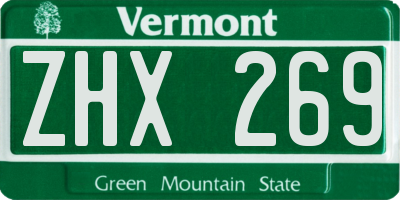 VT license plate ZHX269