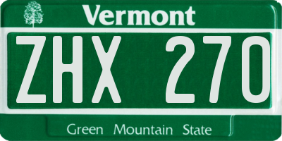 VT license plate ZHX270