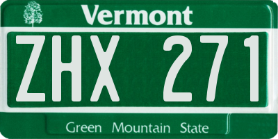 VT license plate ZHX271