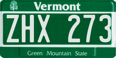 VT license plate ZHX273