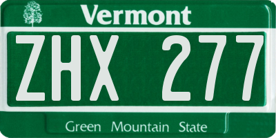 VT license plate ZHX277