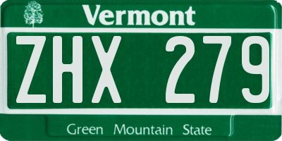 VT license plate ZHX279