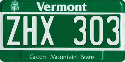 VT license plate ZHX303