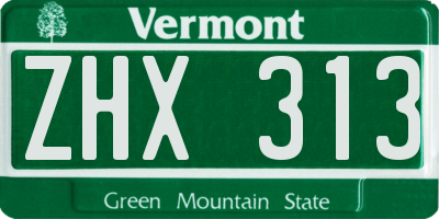 VT license plate ZHX313