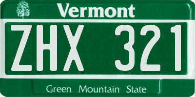 VT license plate ZHX321