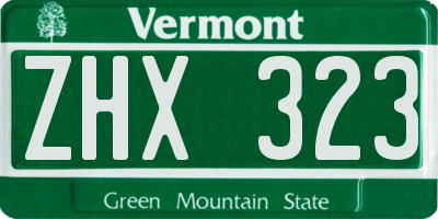 VT license plate ZHX323