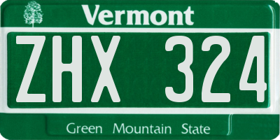 VT license plate ZHX324