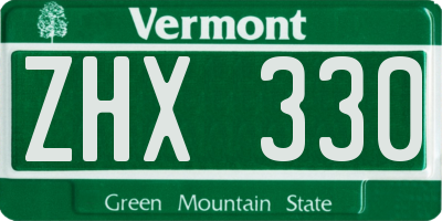 VT license plate ZHX330