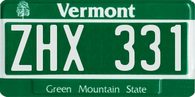 VT license plate ZHX331