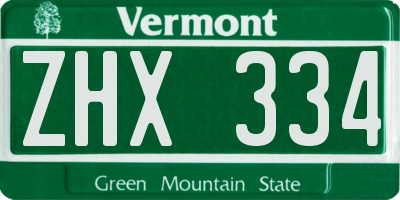 VT license plate ZHX334