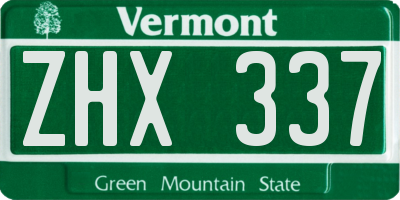 VT license plate ZHX337