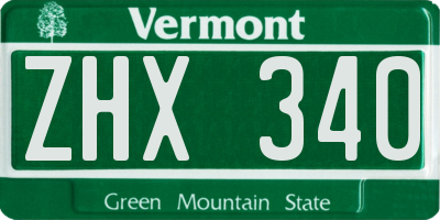 VT license plate ZHX340