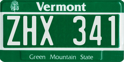 VT license plate ZHX341