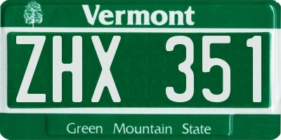 VT license plate ZHX351