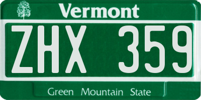 VT license plate ZHX359