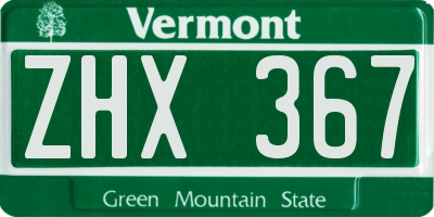 VT license plate ZHX367