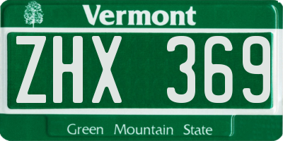 VT license plate ZHX369