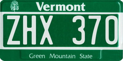 VT license plate ZHX370