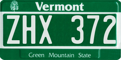 VT license plate ZHX372