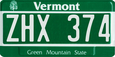 VT license plate ZHX374