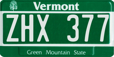 VT license plate ZHX377