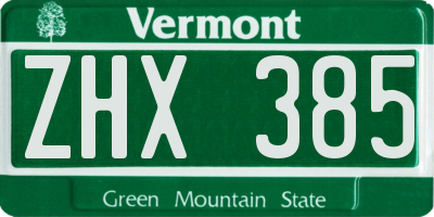 VT license plate ZHX385