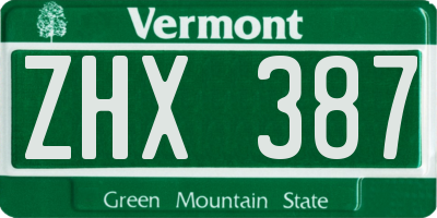 VT license plate ZHX387