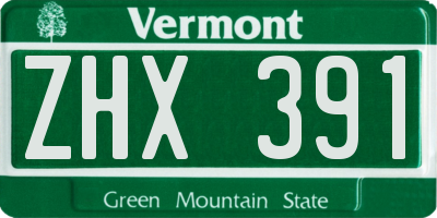 VT license plate ZHX391