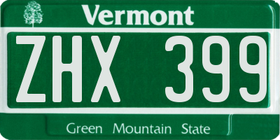 VT license plate ZHX399