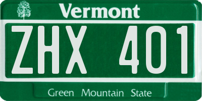 VT license plate ZHX401