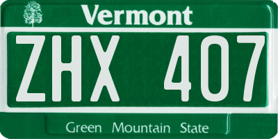 VT license plate ZHX407