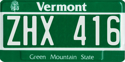 VT license plate ZHX416
