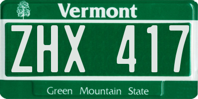 VT license plate ZHX417