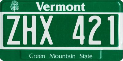 VT license plate ZHX421