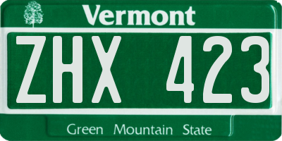 VT license plate ZHX423