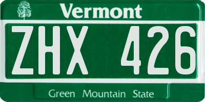 VT license plate ZHX426