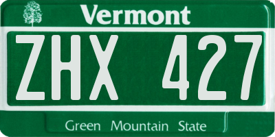 VT license plate ZHX427
