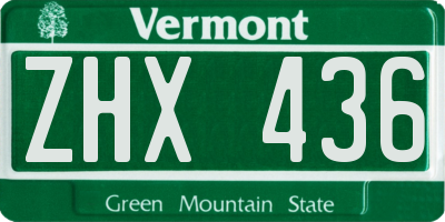 VT license plate ZHX436