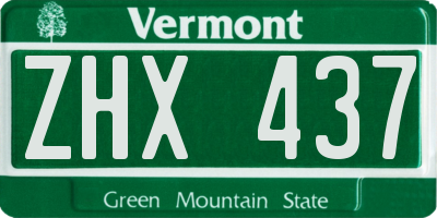VT license plate ZHX437