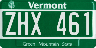 VT license plate ZHX461