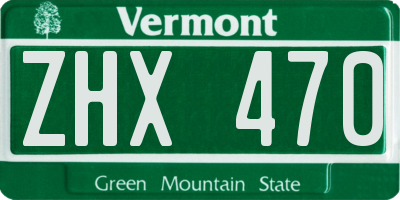 VT license plate ZHX470