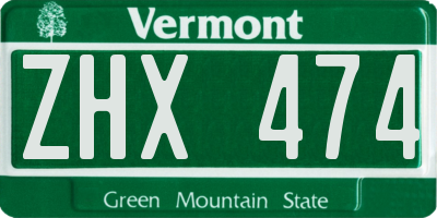 VT license plate ZHX474