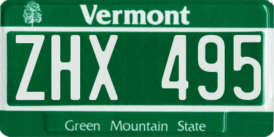 VT license plate ZHX495