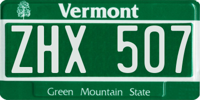 VT license plate ZHX507