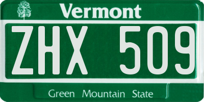 VT license plate ZHX509