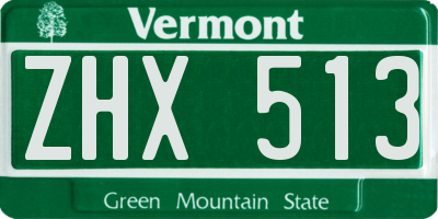 VT license plate ZHX513