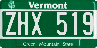 VT license plate ZHX519