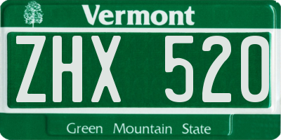 VT license plate ZHX520